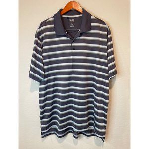 Adidas Golf Gray Striped Climalite Polo Shirt